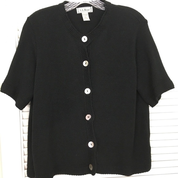 L.L. Bean Sweaters - LL Bean Cardigan Sweater Short Sleeve Knit Black L